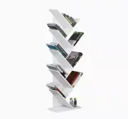 Tree Bookshelf 9-Tier Floor Standing Tree Bookcase, White