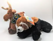 2 NEW Wild Republic Plush Stuffed Animals with Tag Red Panda & Moose Puppet NWT