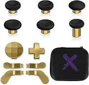 eXtremeRate 13 in 1 Component Pack Kit for Xbox Elite Series 2 Controller, 6 Metal Thumbsticks & Tool, 2 D-Pads, 4 Paddles for Xbox Elite Series 2 Core Controller - Metallic Hero Gold