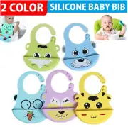 Baby Feeding Bib Apron Smock Waterproof Silicone Boy Girl Toddler Kid Infant