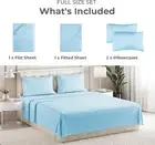 Full Size Easy Care Super Soft Microfiber 4 PC Bed Sheet Set Light Blue 200 TCT