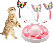 Interactive Cat Toys for Indoor Cats Automatic Electronic Rotating Butterfly Cat Toy with Roller Tracks Ball, Exercise Hunting Toy Games Funny Gifts for Kitten Pet Cat Supplies