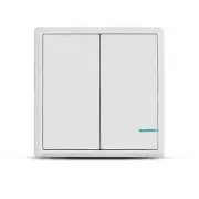 1x Wireless 2 Gang Smart Wall Switch, Dual Button Sensor, LED Light, White, IP54