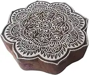 5 Inch Innovative Large Wooden Block Round Floral Design Big Printing Stamp