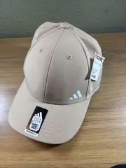 NWT Adidas Backless Hat Cap Women Beige Ponytail Aeroready Stretch Fit Polyester