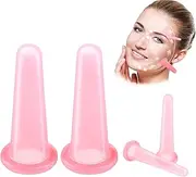 Face Cupping Set,4 Pcs Silicone Facial Cupping Set Face Anti Cellulite Massager Health Care Cupping Facial Cupping Silicone Vacuum Cups for Face and Eye Cupping Massage(Pink)