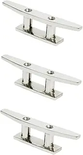 UKCOCO 3pcs 5 125mm 5 Inches Stainless Steel Dock Cleats Horn Shape Bollard Rope Holder Boat Mooring Accessories Screws Silver
