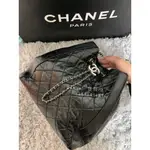 二手精品 CHANEL 香奈兒 黑色油蠟 牛皮 水桶包 斜挎包 肩背包 單肩包 金鏈