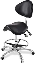 Saddle Chair,Saddle Stool with Pedal,Ergonomic Chair with Back Support,Swivel Salon Cutting Stool for Office Salon Shop,Adjustable Height