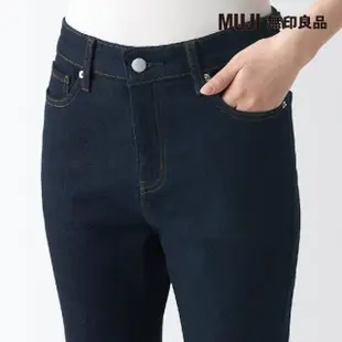 【MUJI 無印良品】女有機棉混彈性丹寧合身褲(暗藍)