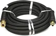 4000 PSI Black 3/8" x 50 FT 1 Layers of High Tensile Wire Braided Rubber Wrapped Pressure Washer Hose with Couplers