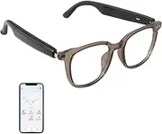 Bluetooth Smart Glasses for Women, AI Translation Glasses Supports 110+ Languages, Build in Mic Speakers, Color Change Lenses Transparent Frame with Polarized UV Protection for Travel Business-Brown