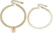 [Tummy Tub] Bracelets,Bracelet Jewellery,Anklet String Charm,of The Rings Book Set Creative Alloy Metal Double Anklet Fish Bone Chain Set Beach Anklet Bracelet Jewelry Gift Girl Lady Wife Mom Leather