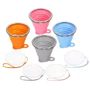 4pcs Collapsible Water Bottle, 270mLDrinking Cup, Blue Gray Orange Pink