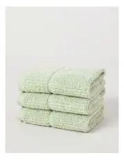 [Vue] Combed Cotton Rib 3pk Face Washer in Sage