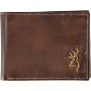 Browning Genuine Leather Brass Buckmark Bi-fold Billfold Men's Wallet, Brown