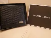 NEW WT GIFT BOX Michael Kors Jet Set Men's Billfold Wallet BLACK LEATHER