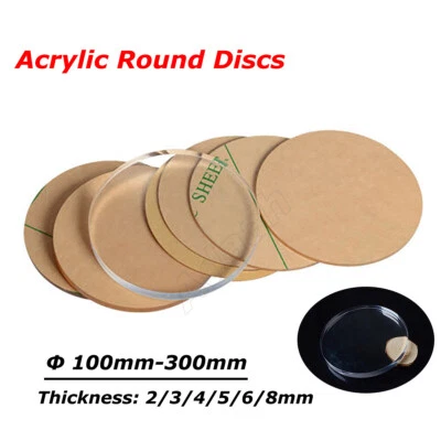 Clear Perspex Acrylic Round Sheet Plate PMMA Plastic Disc Φ100-300mm Thick 2~8mm