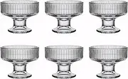 binsakao Glass Ice Cream Bowl Set of 6, Small Clear Mini Footed Dessert Cups for Fruit Pudding Trifle Parfait Sundae Nuts Cocktail Drinks Party (6.3 oz, Ribbed)