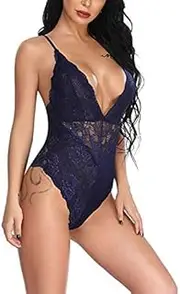 [GRRKDFQ] Women's Erotic, Chemises & Negligees Sexy Lingerie Sexy Lace Stitching Mesh Bodysuit