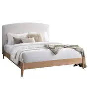 Tilda Queen Timber Bed with USB Port - Sandstone
