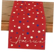Stars America 4th of July Table Runner, Patriotic 13" x 60", Table Runner Red