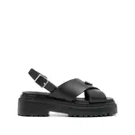 [Prada] Prada 40mm Cross-strap Platform Sandals 39 IT BLACK