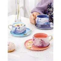在飛比找ETMall東森購物網優惠-創意個性貓咪陶瓷咖啡杯碟350ml