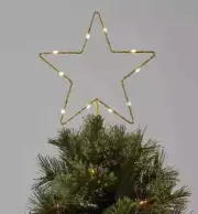 Star Christmas Tree Topper Gold Light Up 10in LED Lit Dewdrop Glitter Metal Open