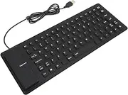 Foldable Silicone Keyboard, 85 Keys USB Wired Computer Keyboard Portable Waterproof Silent Ergonomic Keyboard for PC Laptop, Plug and Play (Black)