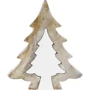 LVD Wooden Ornament Tree Medium Seasonal Decorative Home Decor Dual White