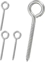 uxcell Screw Eyes 3/16 x 2.5 Inch / M5x65mm, 4 Pcs 304 Stainless Steel Eye Screw Hooks Self Tapping Eye Bolt for Wood Securing Cables Wire, Indoor & Outdoor Use, Silver