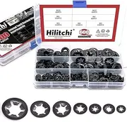 Hilitchi 600-Pcs [7-Size] Internal Tooth Starlock Washers Assortment Kit, Quick Speed Locking Washers, Black Oxide Finish