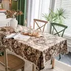 Boho Rectangle Tablecloths Red Badges Pattern Jacquard Table Cloth for Christmas