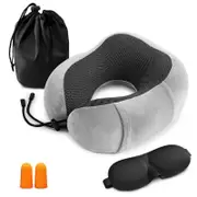 Travel Pillow Memory Foam Neck Grey Pillows