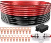 Cable de calibre 8 (25 pies cada uno - negro/rojo) de aluminio revestido de cobr