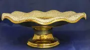 Gold ceramic pedestal plate with small mirror & rhinestone/Home Decorative
