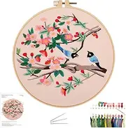 Embroidery Kit for Adults Beginners, Cross Stitch Starter Kit Include Embroidery Cloth with Floral Pattern, Plastic Hoop, Instructions, Needles and Threads, Gifts for Friends, Home Decoration Art. …