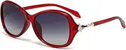 HMKING Retro Tr90 Cat Eye Frame Polarized Sunglasses for Mens Womens Retro Mirrored Lens Sun glasses for Driving Fishing, Red