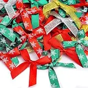 WELANE Christmas Tree Bows, 50 PCS Mini Christmas Decoration Bow for Christmas Trees Accessories, Christmas Decoration (4cm, 4 Colors)