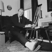 Welsh rugby player Keith Rowlands sitting at home after suffering a - Old Photo