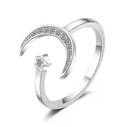 3PCS Copper Woman Fashion Jewelry Star Moon Ring Size Adjustable Ring