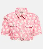 [Alessandra Rich] Alessandra Rich Printed cropped jacket AU 4 pink