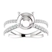 14K Gold Round Cut w/ Diamond Ring Setting Split-Shank Style Ring Mounting
