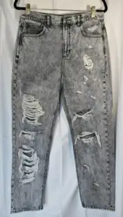 AMERICAN EAGLE WOMENS SIZE 10 ATHLETIC DISTRESSED BLACK STONEWASHED JEANS NWT