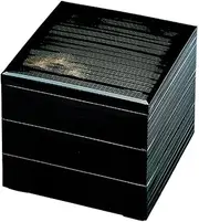 J-Kitchens Excursion Bento Box, Made in Japan, 3-Tier, 8.5 Inches, Thousand Musules, Black, Matsukasa, 10.1 x 10.1 x 6.5 inches (25.6 x 25.6 x 16.6 cm)