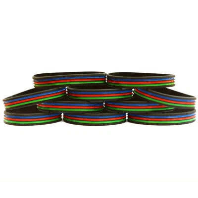 10 of Triple Stripe Wristbands - Bracelets with The Thin Blue, Red, Green Line