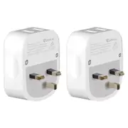 2x Sansai Surge Protected Travel Adapter w/ 2 x USB Ports - AU/UK Region White