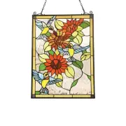 Song Bird Tiffany Style Stained Glass Window Panel Suncatcher 25x18in