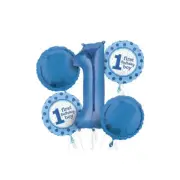 1ST Birthday Party Supplies POLKA DOT FOIL BALLOON BOUQUET Pack Of 5